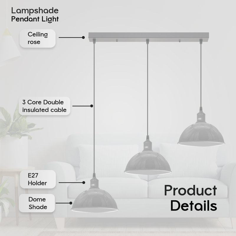 Labeeb 3 - Light Kitchen Island Pendant, White