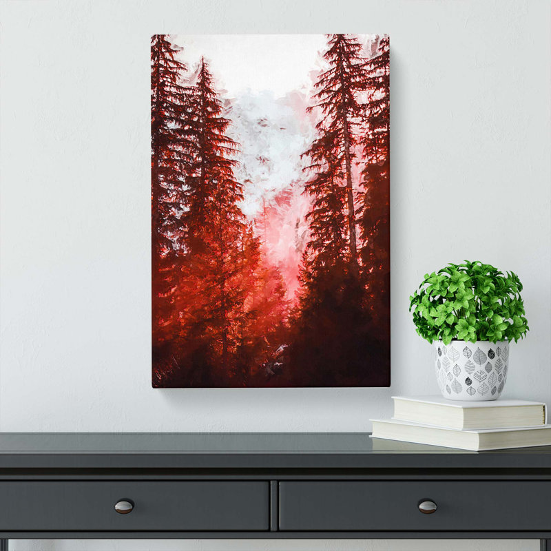 Mountain Through The Forest In Abstract - Wrapped Canvas Print, 76cm H x 50cm W x 3cm D