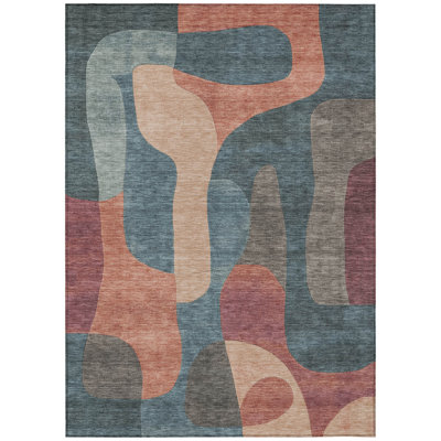 Machine Washable Indoor/Outdoor Xhevrie Sage Rug