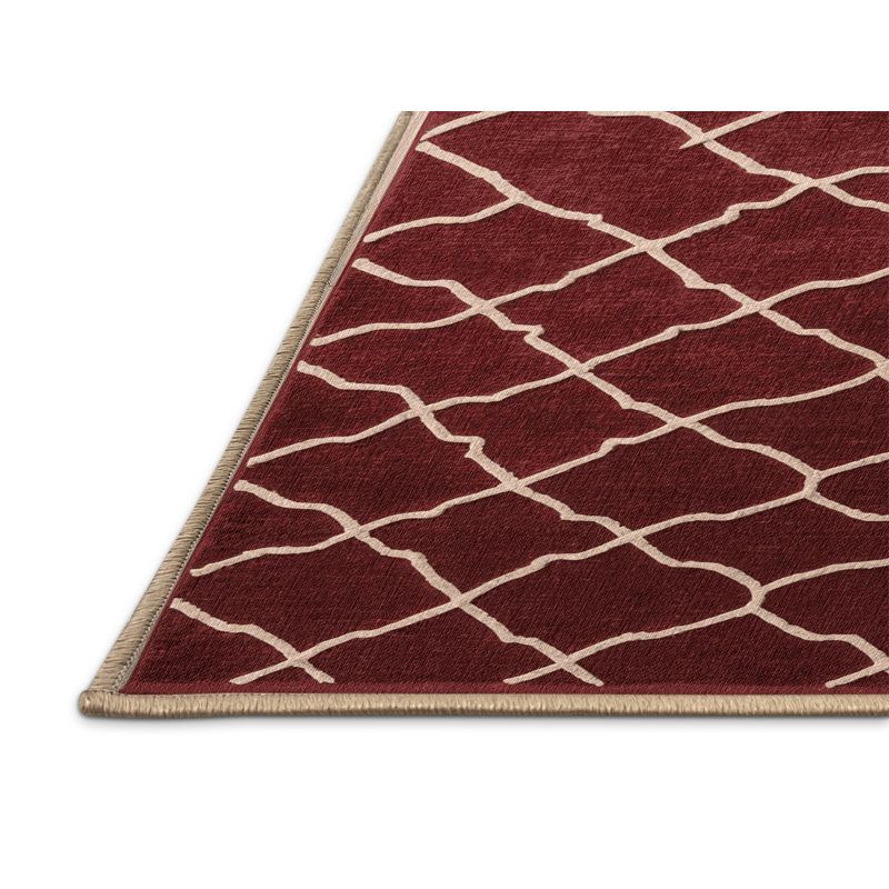 Tapis brun treillis lavable à la machine, Rectangle 5 pi x 7 pi