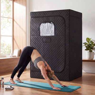 Tente de sauna à la maison à vapeur - Ensemble de spa d'intérieur portable avec cuiseur à vapeur, télécommande, 9 niveaux de chaleur et chaise, noir