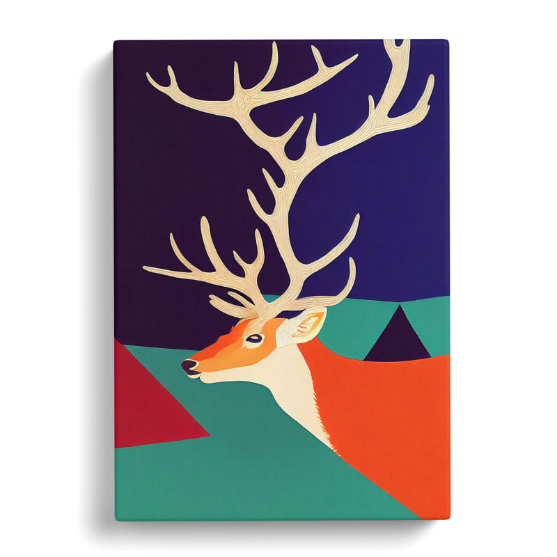 Modern Stag Art No.4 - Wrapped Canvas, 50cm H x 35cm W x 3cm D