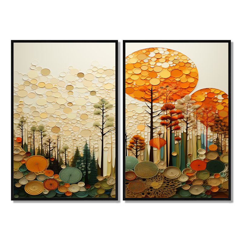 «Hardedge Art Earthy Euphony VII», ensemble de 2 peintures murales abstraites, Noir, noir, noir, noir, H 36 po x l 48 po