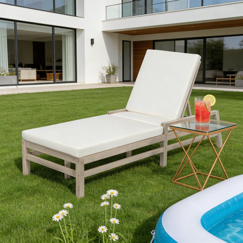 Chaise longue d'extérieur inclinable avec coussin, Gris