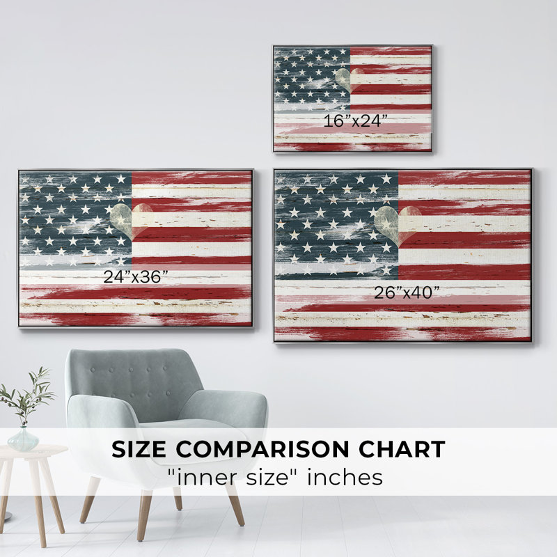 «Heart of America», toile tendue avec châssis, Argent, H 27 po x l 41 po x P 2 po