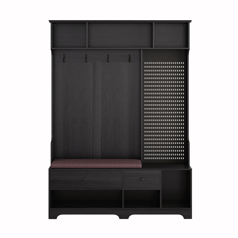 Organisateur de couloir polyvalent avec coussin amovible et options de bricolage, Noir