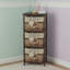 Jhavon 3-Drawer Wooden Cabinet with Wicker Storage Baskets and Brown Bear Design Christmas Gift