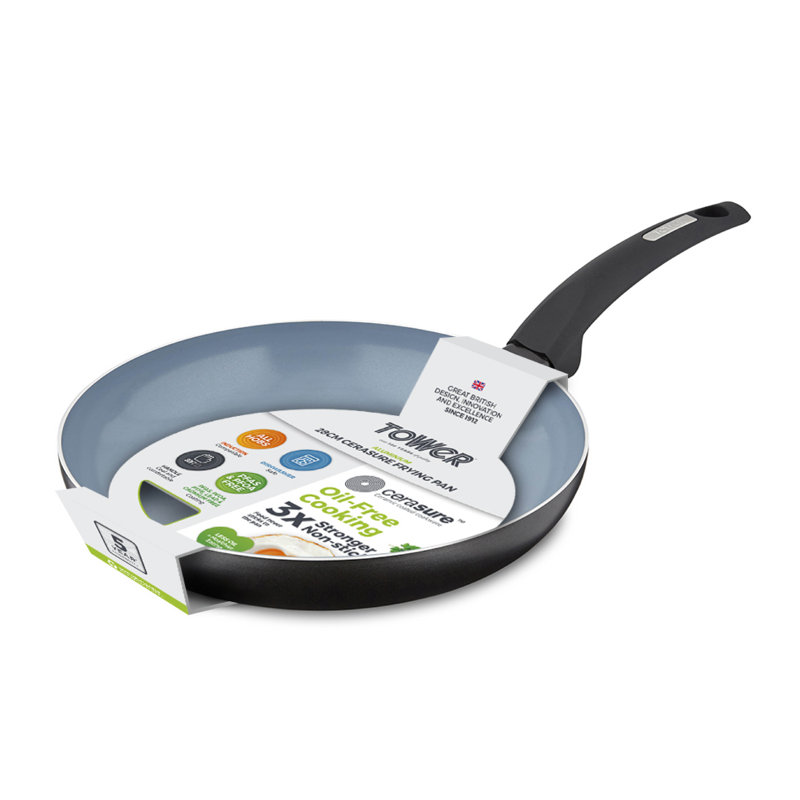 Tower Aluminium Cerasure Fry Pan with Non-Stick Coating, Suitable for all Hob Types, Graphite, Black, 28 cm
