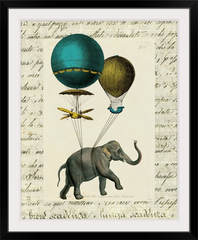 « i » par sue schlabach, impression Elephant Ride, H 20 po x l 16 po x P 1,5 po, Toile