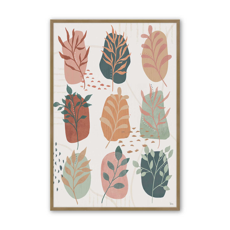 Whispering Leaves I Print dans un cadre, Cadre ouvert à coins ouverts, or brossé, H 15,25 po x l 12,25 po