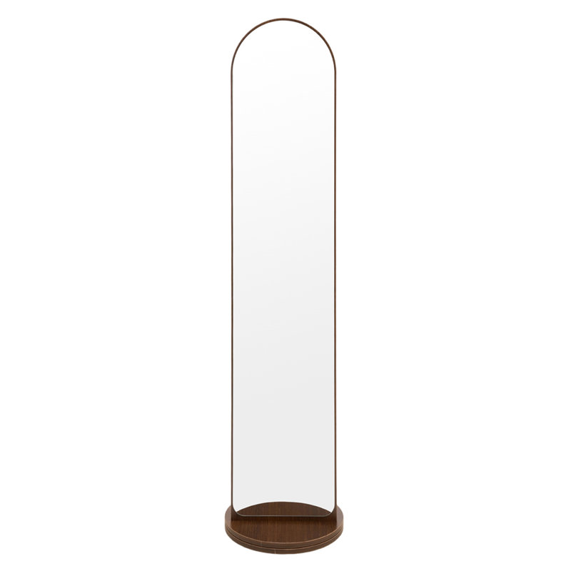 Arch Floor Mirror with Shelves, Walnut
