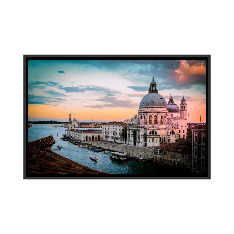 «Venice II», reproduction sur toile, H 18 po x l 26 po x P 1,5 po, Toile encadrée noire, Pas de tapis