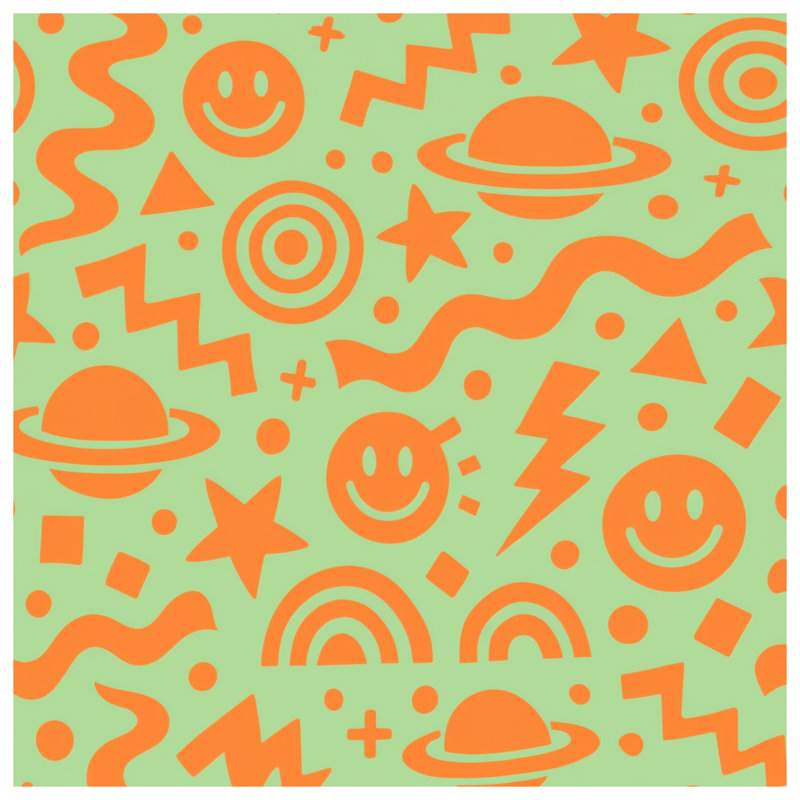 Orange Retro Symbols Comforter, Twin Extra Long