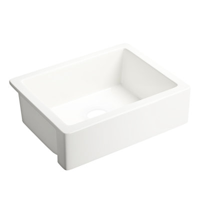24"l X 19"w Ceramic White Apron Front Kitchen Sink, Deep Bowls, High - End Modern Design, Stain And Scratch , Easy To Maintain Clean