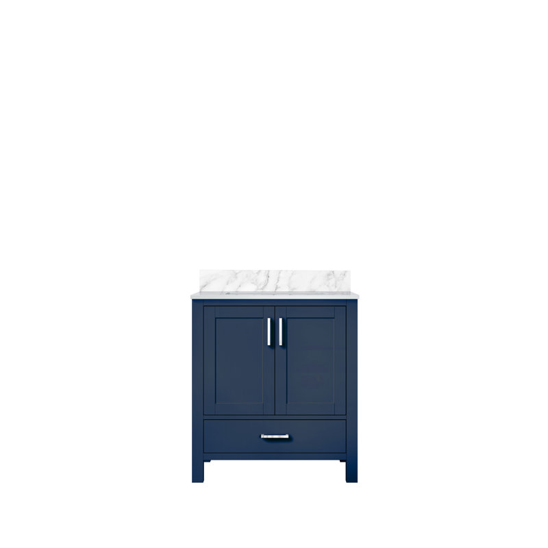 Meuble-lavabo simple Big Sur, Blanc, 60", Marbre de Carrare blanc