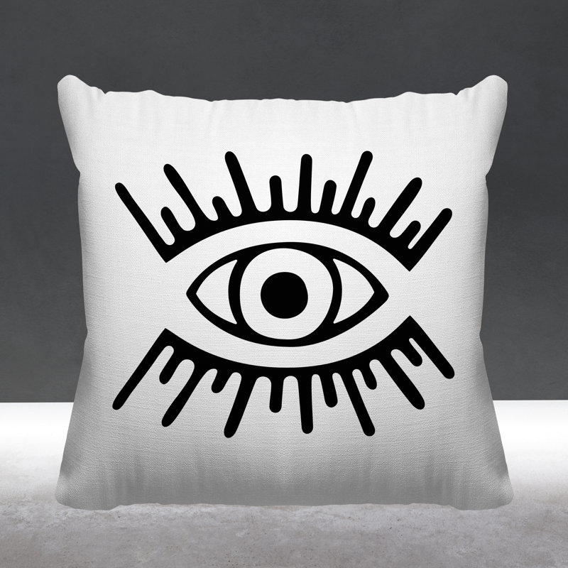Coussin intérieur / extérieur Miranda Evil Eye, L 19 po x H 19 po, Blanc