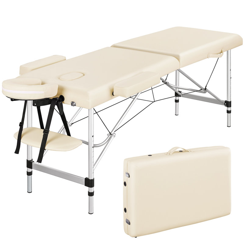 213cm Rectangular Adjustable Folding Table, Cream
