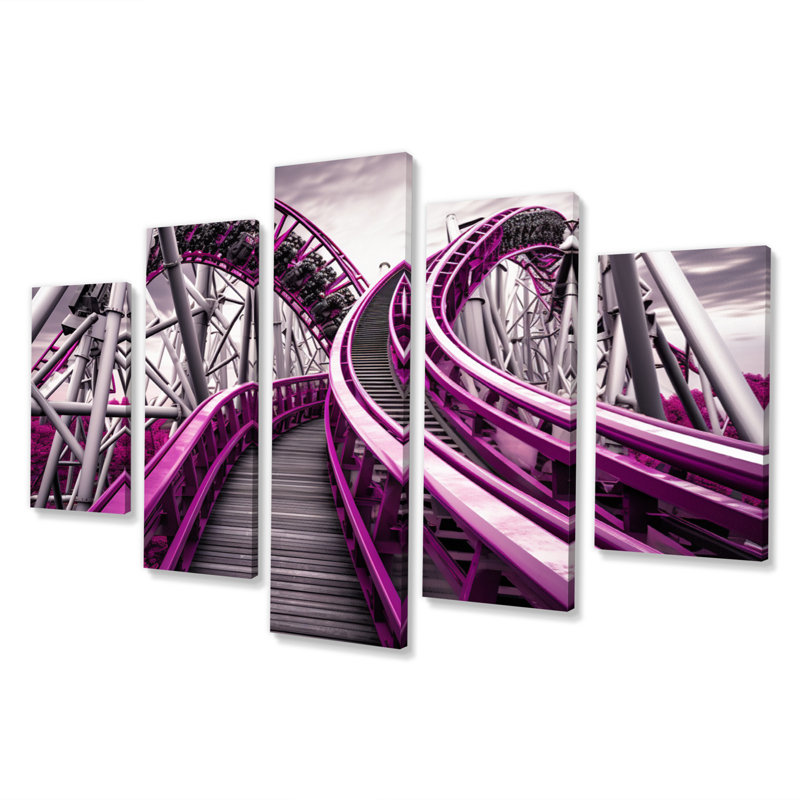 «Rollercoaster Looop Dreams I», impression d'art mural - 5 panneaux