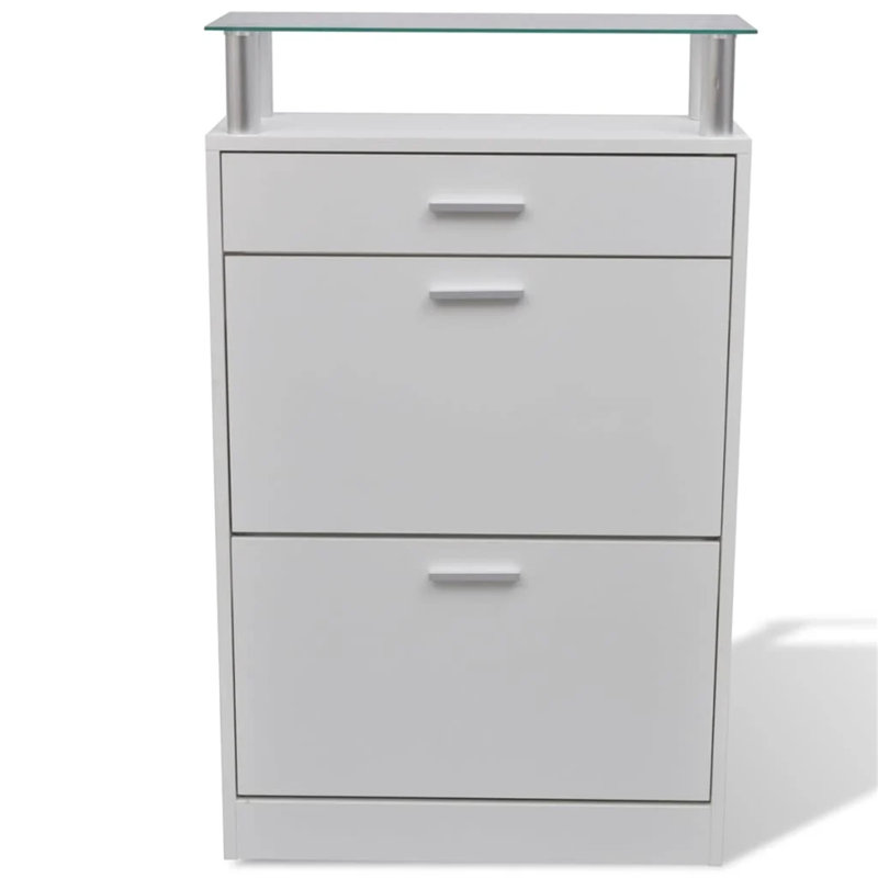 6 Pair Shoe Storage Cabinet, White