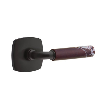 Emtek Select Passage Leverset w/ Urban Modern Rosette & T-Bar Stem, Rosso Levanto Marble Lever (CF)