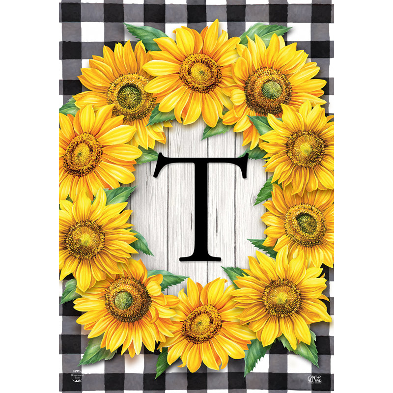 Drapeau de jardin tournesols monogramme en T