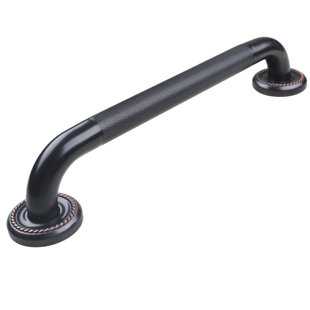 IMPEU Textured Grab Bar for Bathtub and Shower, Oil Rubbed Bronze Finish, Bathroom Saftey Hand Rail, 9-Hole 2.9" Threaded Flange, Wall-Mounted