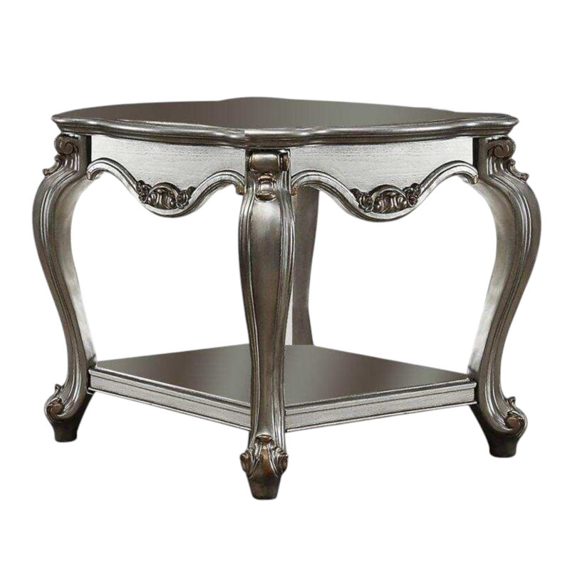 Table de bout 24 "en bois massif gris avec tablette, Gris