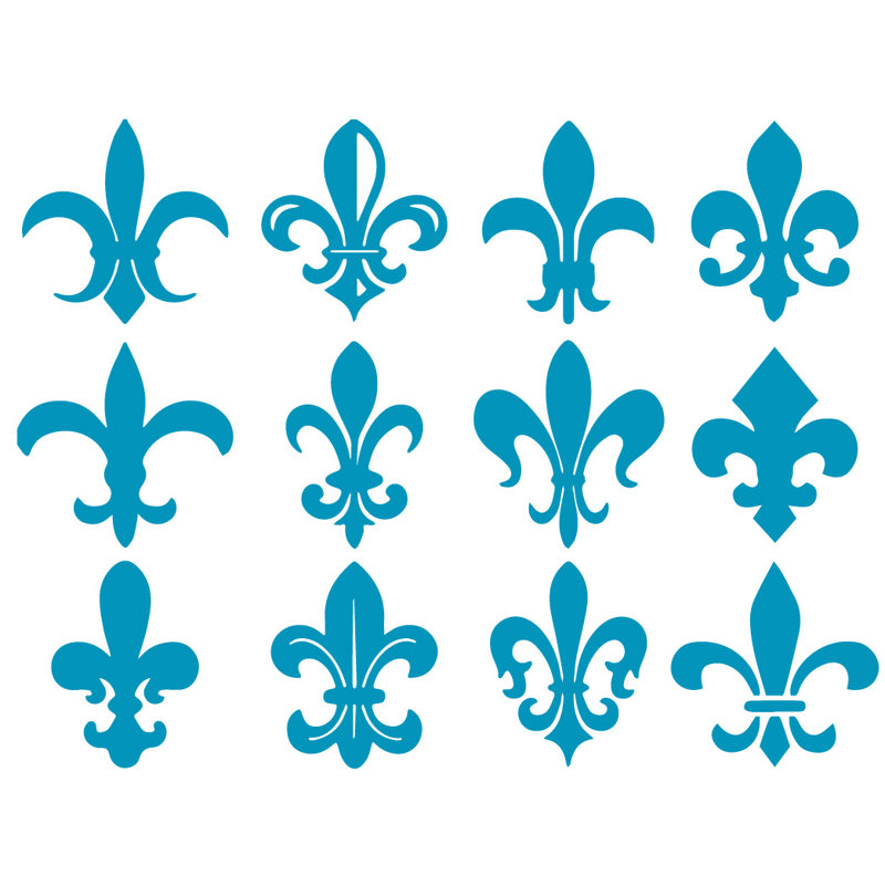 Décalcomanie murale motif fleur du lis, H 40 po x l 53 po x P 0,01 po, Bleu sarcelle