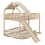 Lit superposé avec glissade et échelle intégrée, structure de lit superposé au sol en bois avec support de lattes robustes-912795805