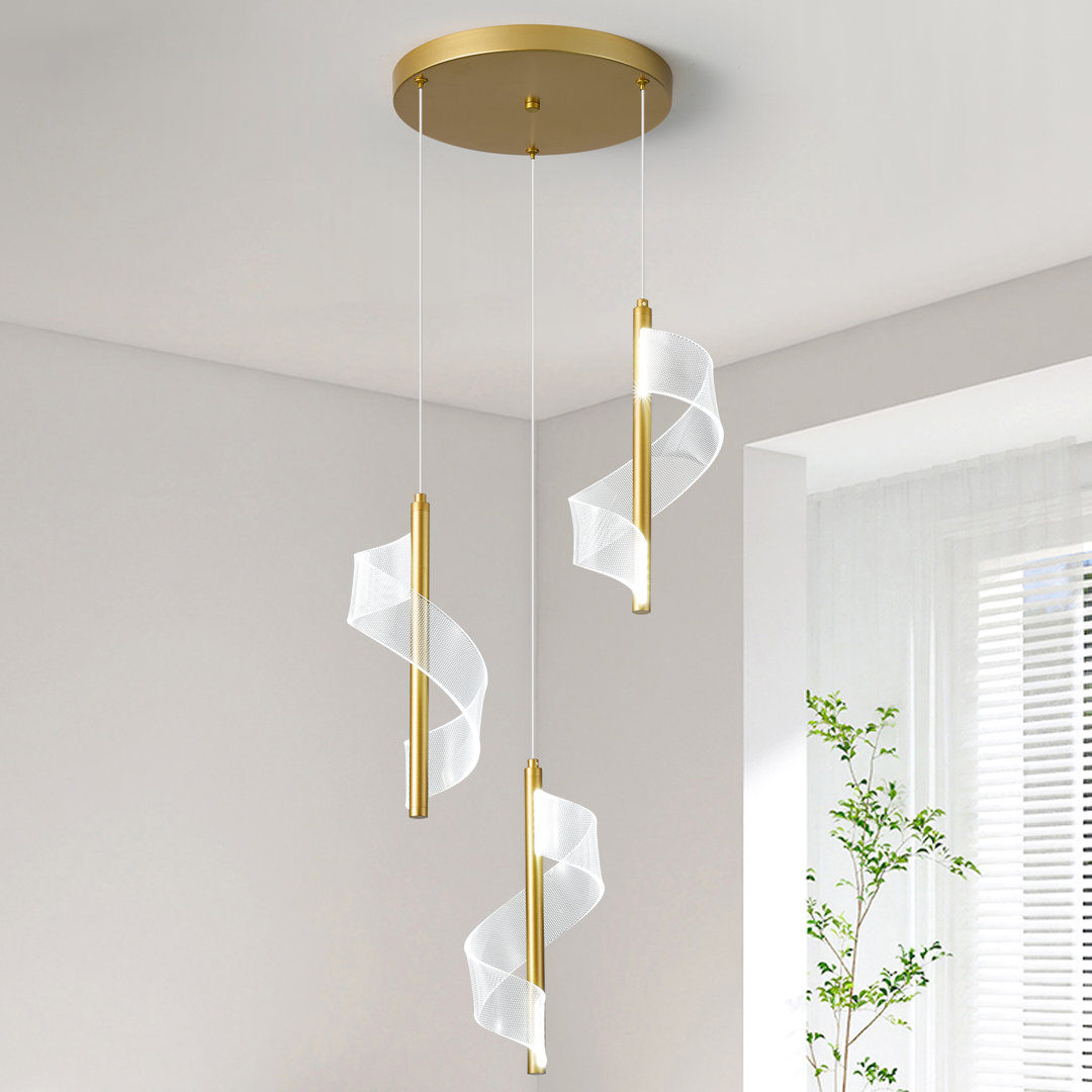 3 - Light LED Gold Cluster Pendant Light
