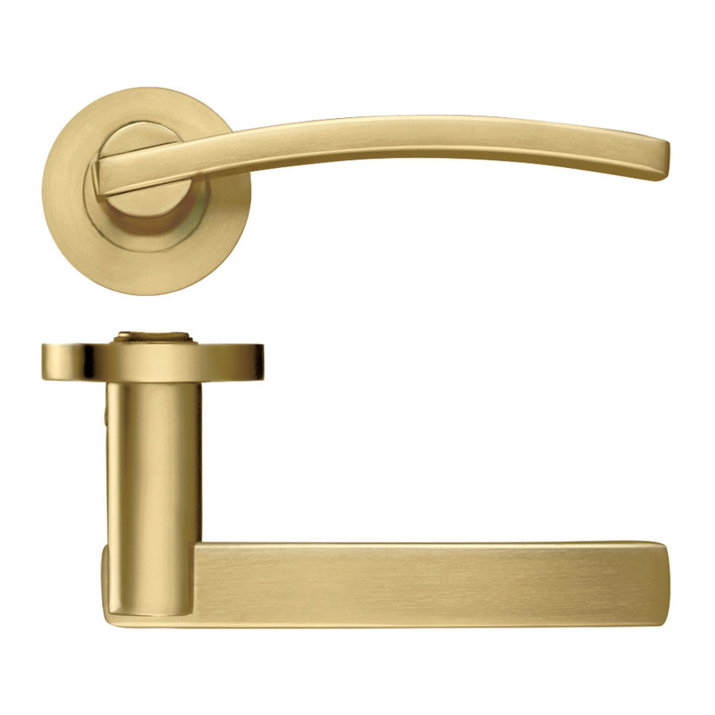 Adria Latch Door Handle, Favo Satin Brass