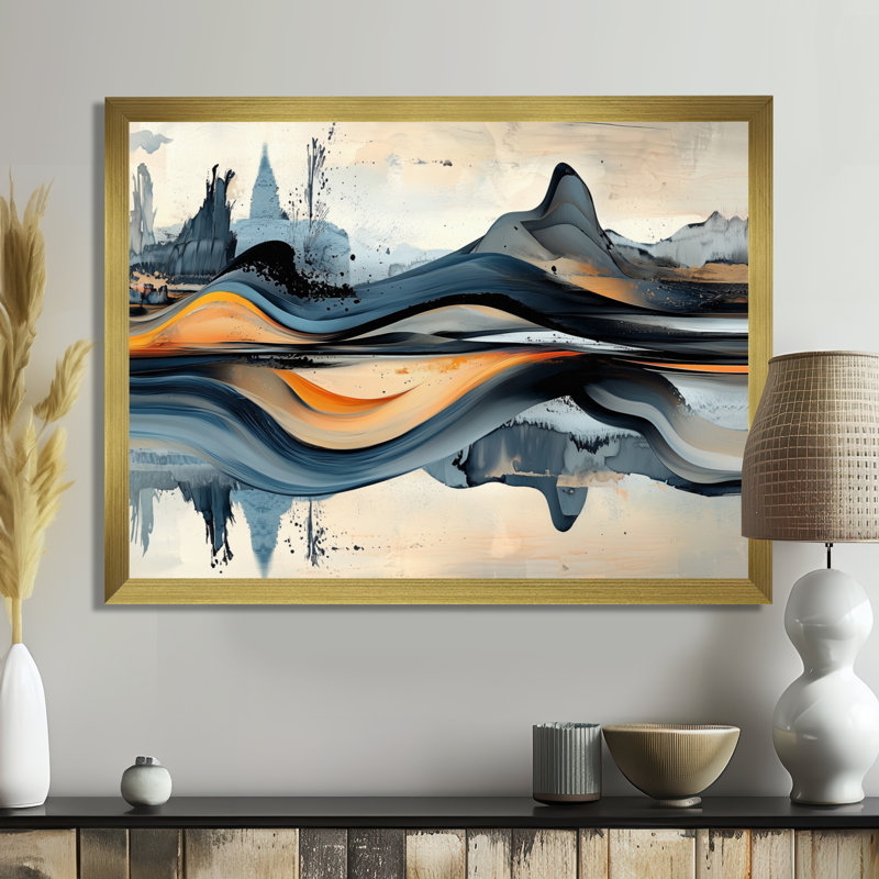 Georgena, horizon flou de paysage géométrique I - formes abstraites modernes, art mural, H 12 po x l 20 po, Cadre flottant