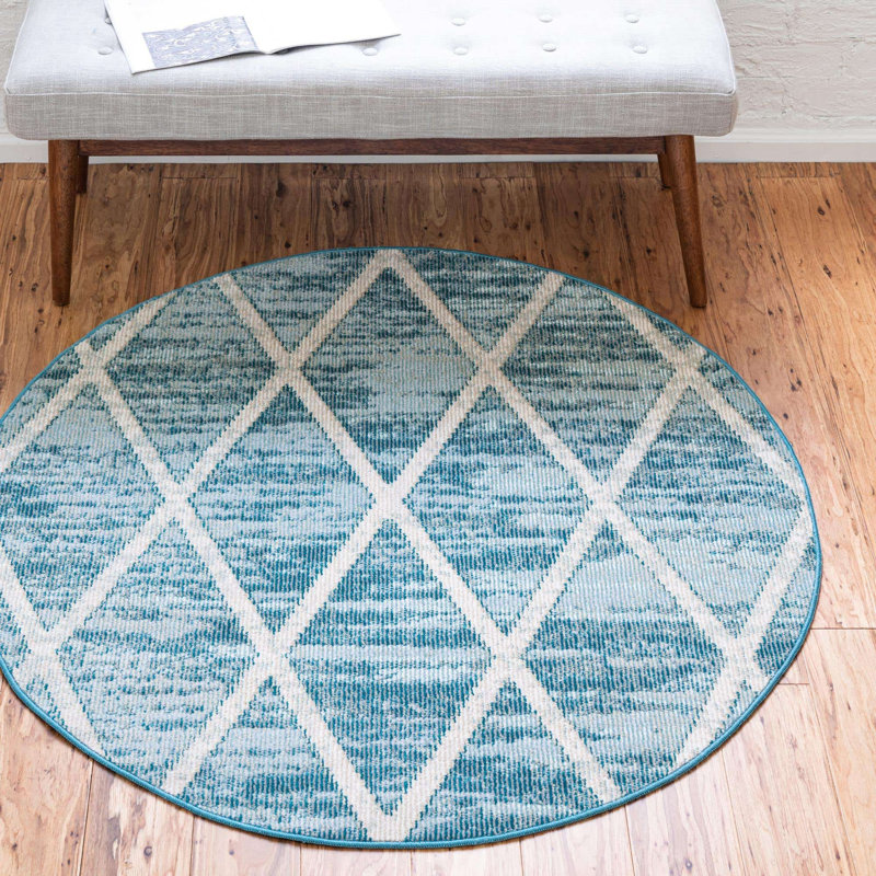 Geometric Indoor Rug, Round 7'