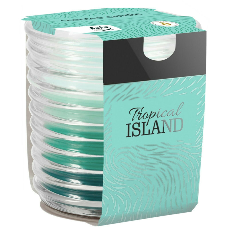 Tropical Island Scented Jar Candle with Glass Holder