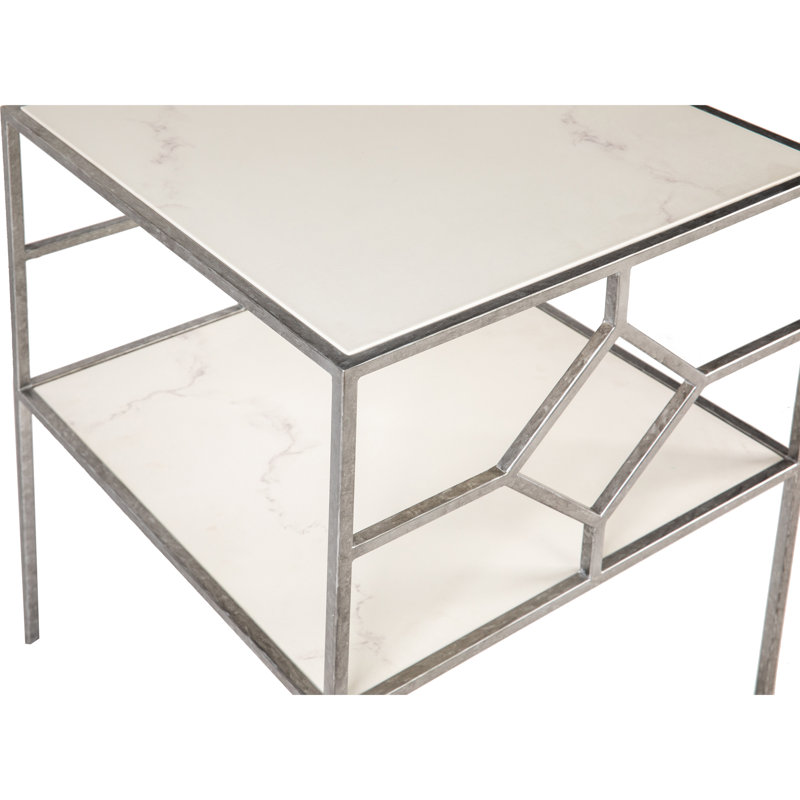 Birmingham End Table with Storage, Royal Silver