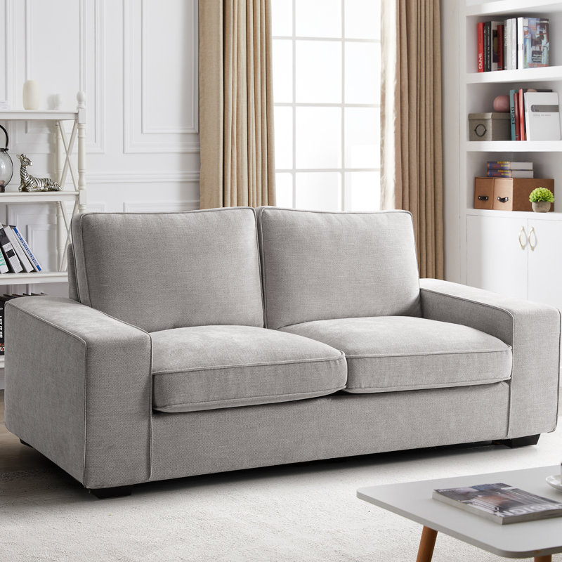 Nickelle 2 Seater Upholstered Loveseat Sofa, Light Grey