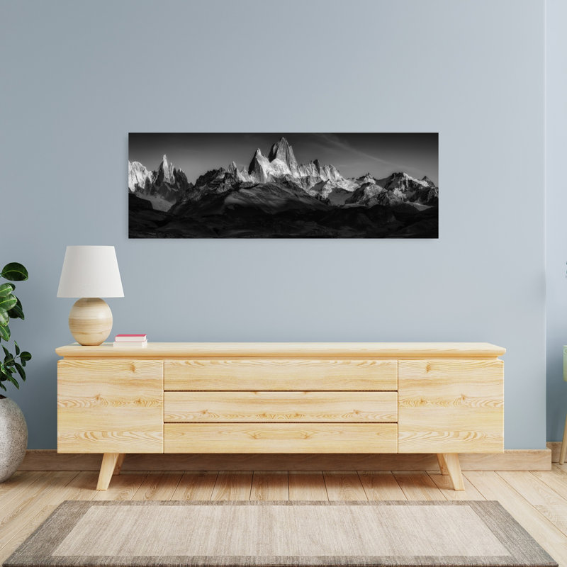 El Chaltacn, paysage contemporain abstrait, art mural montagne, 16" H x 48" W