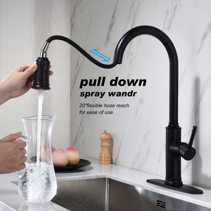 LivEditor Pull Out Kitchen Faucet, Matte Black