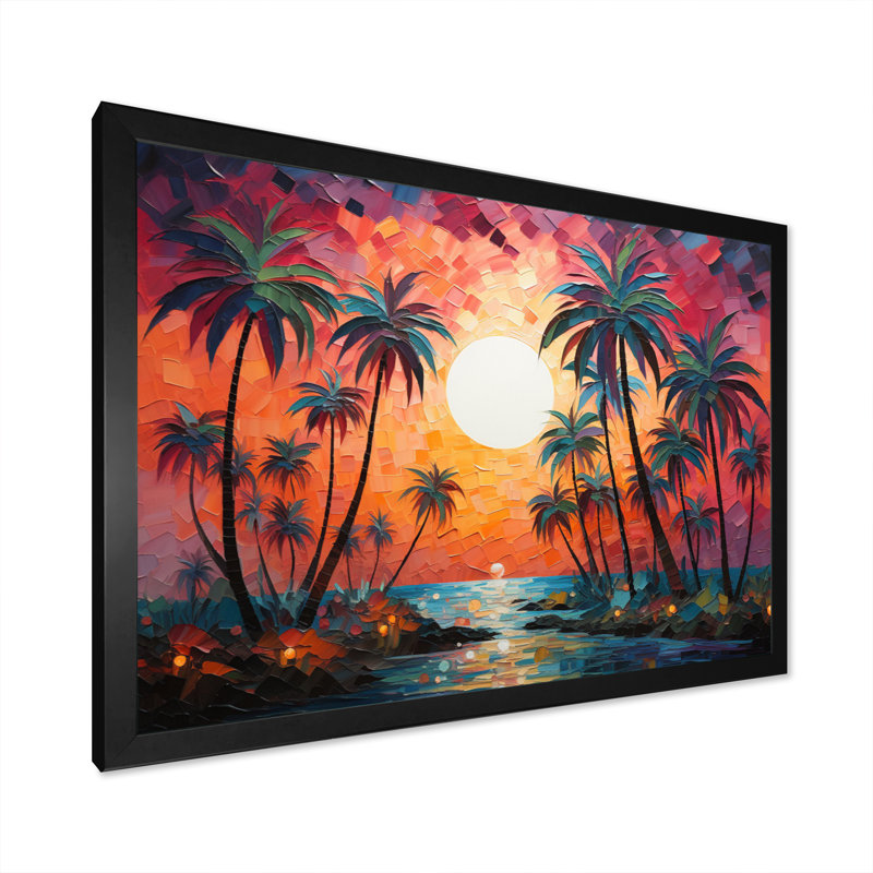 «Orange Orange Palm Trees», reproduction abstraite sur toile, H 30 po x l 40 po x P 1,5 po, Cadre photo noir