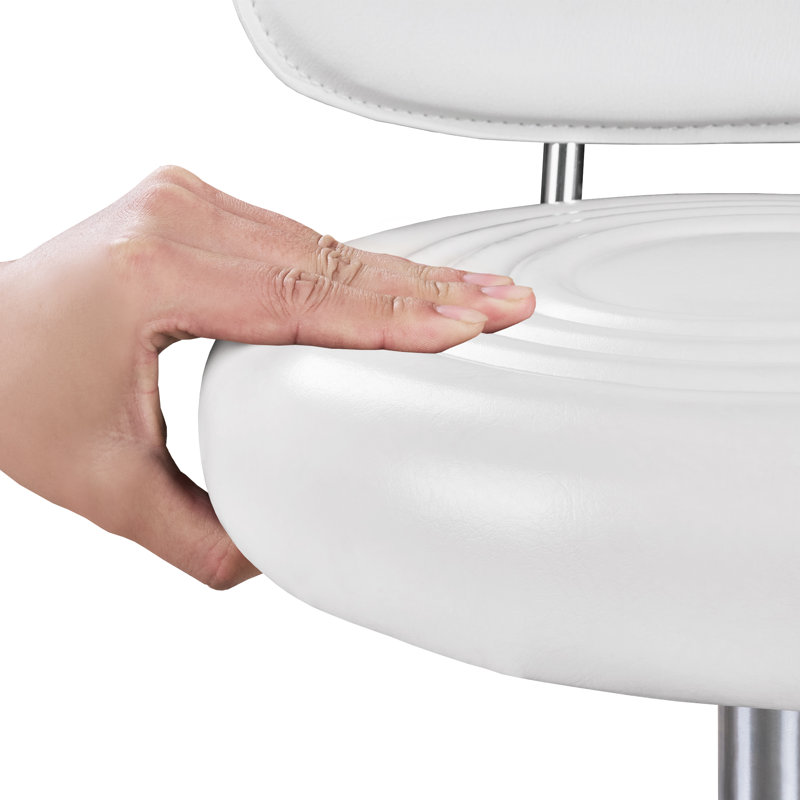 Tabouret pivotant rond en cuir de polyuréthane, Blanc