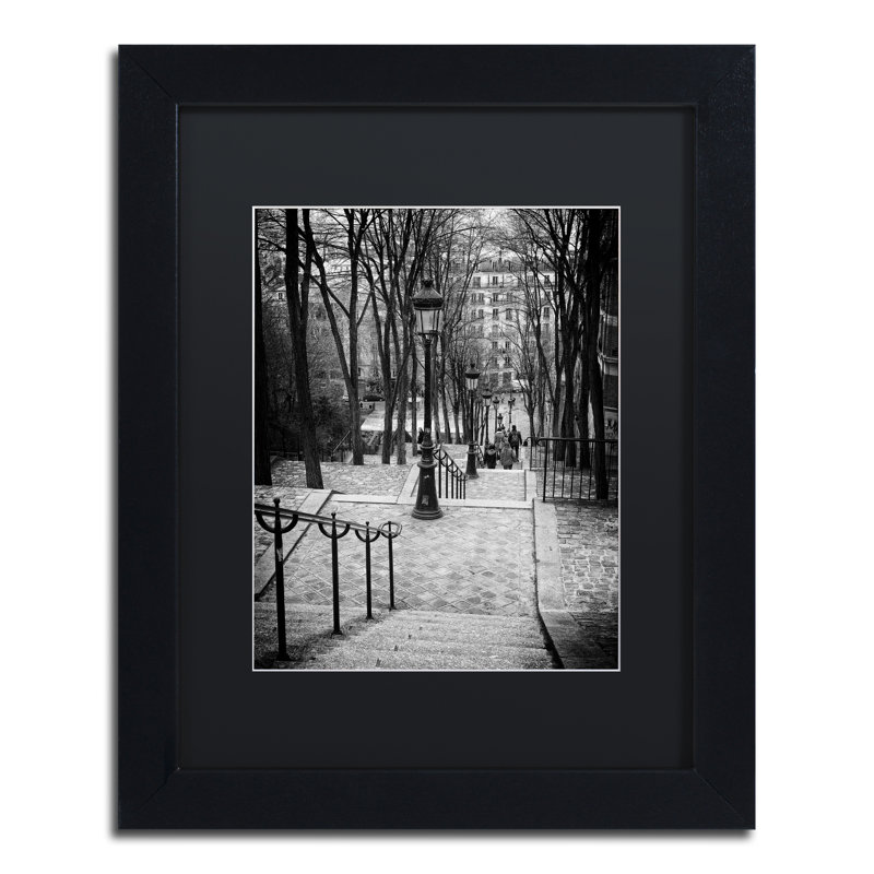« escalier montmartre » par philippe hugonnard,, reproduction de photo encadrée, Cadre noir, Noir