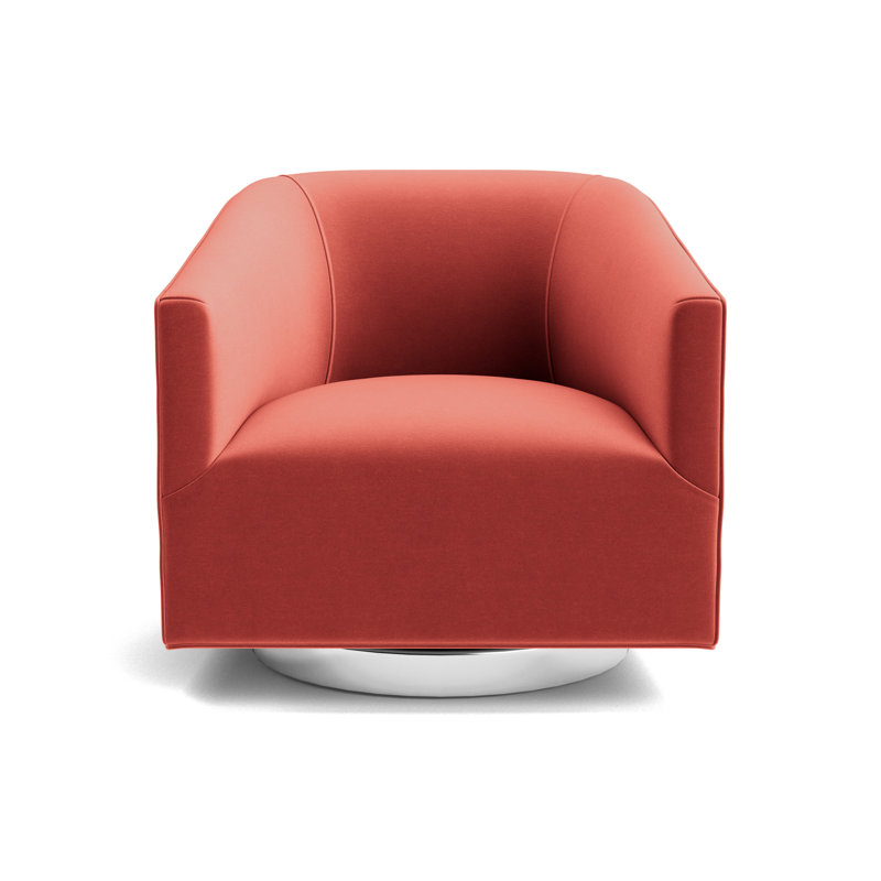 Cooper Full Swivel Chair, Performance Velvet - Sienna, Polished Stainless Steel
