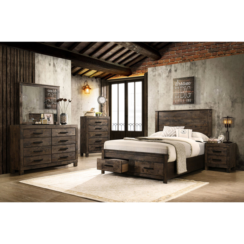 Très grand lit à panneau de couleur brun doré avec tiroirs spacieux et poignées en bois, fabriqué en stratifié de papier, tiroirs de finition idéale pour la chambre à coucher, densité moyenne,