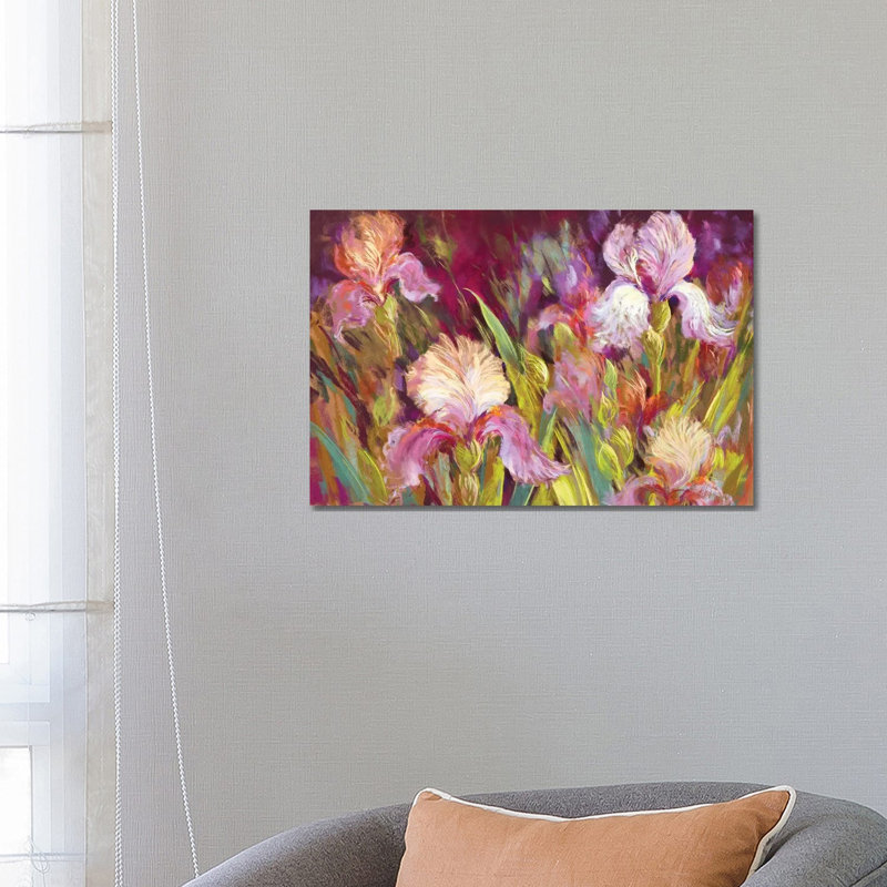 Irises All Day by Nel Whatmore - Wrapped Canvas Painting, 66.04 cm H x 45.72 cm W x 3.175 cm D