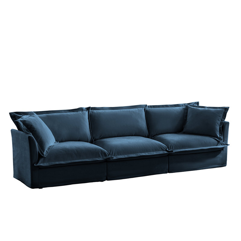 Seater Sofa Couch, 3, 34.6" H x 120" W x 33" D, Blue