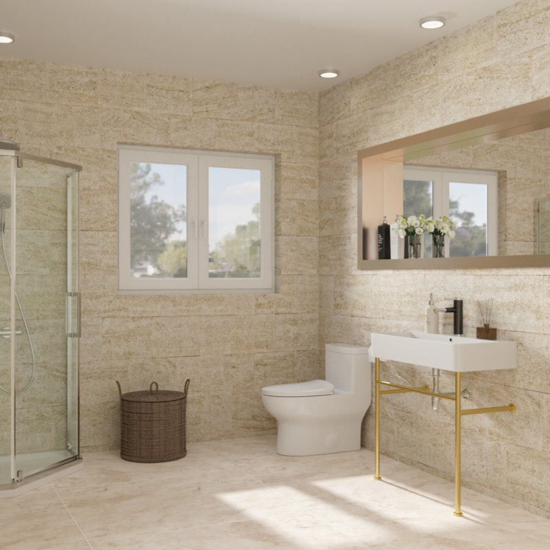 Lavabo de console de salle de bain 32 "avec trop-plein, lavabo console en céramique blanc, Or