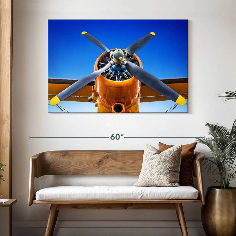 Mehar Yellow Tipped Propeller Plane, 32" H x 48" W