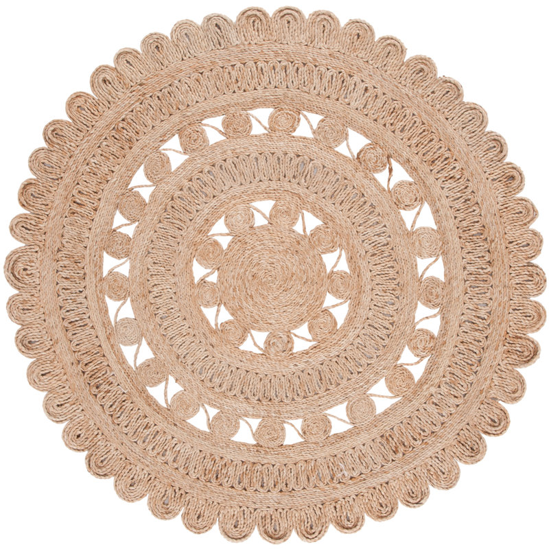 Mcclish Natural Fiber Flat Weave Jute Pile Rug, Round 5'