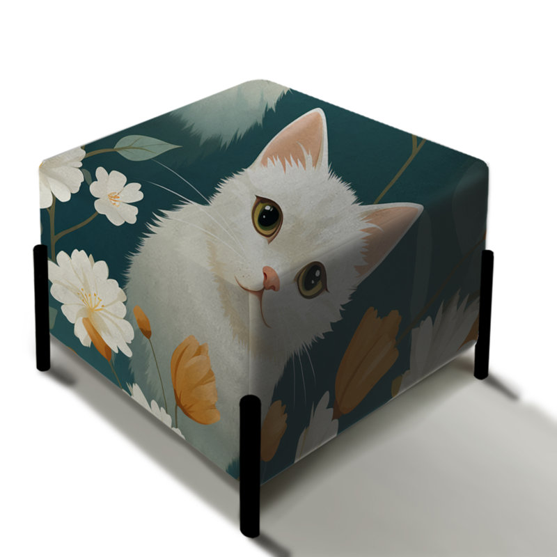 Motif de chat bleu sarcelle et blanc pour enfant Blossoms