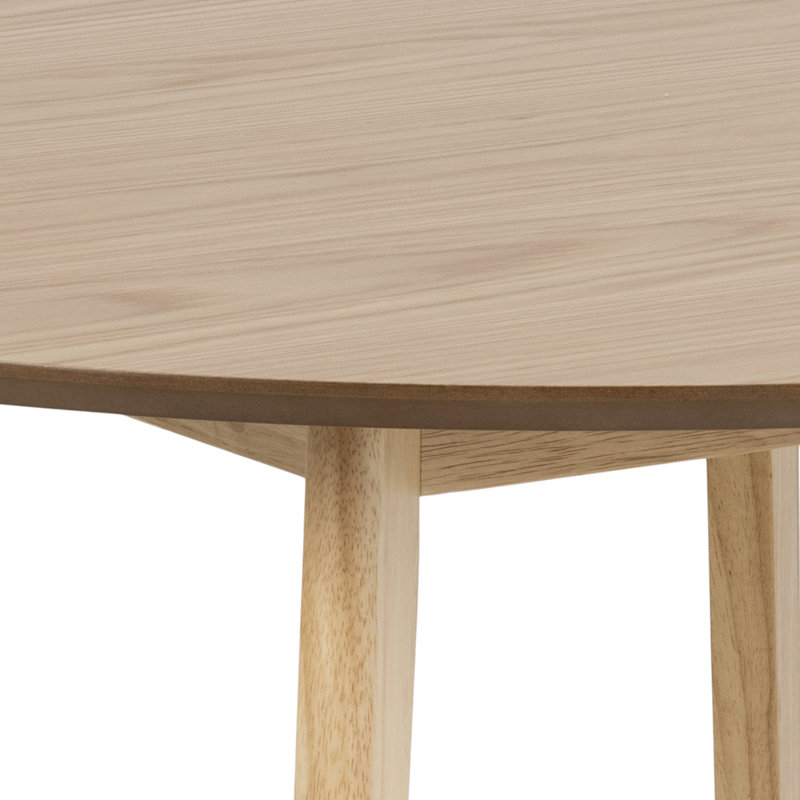 Celeste Round Solid Wood Base Dining Table, Oak veneer